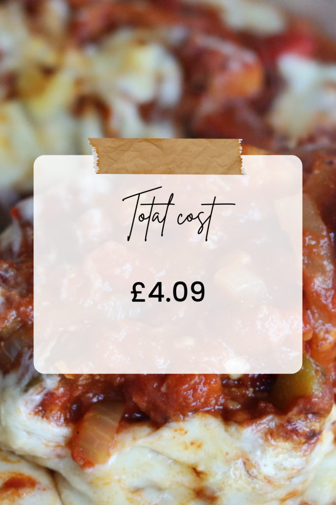 Recipe cost of chilli chicken totalling 4 pound 9 pence.