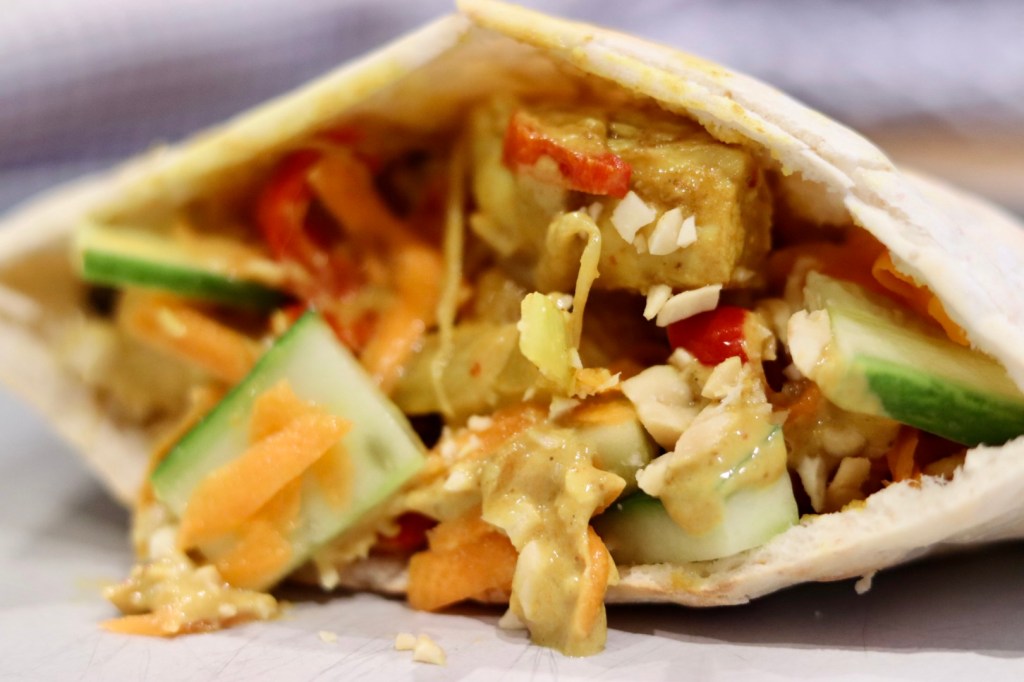 Peanut “Satay Style” Chicken Pittas With Pickled&nbsp;Vegetables